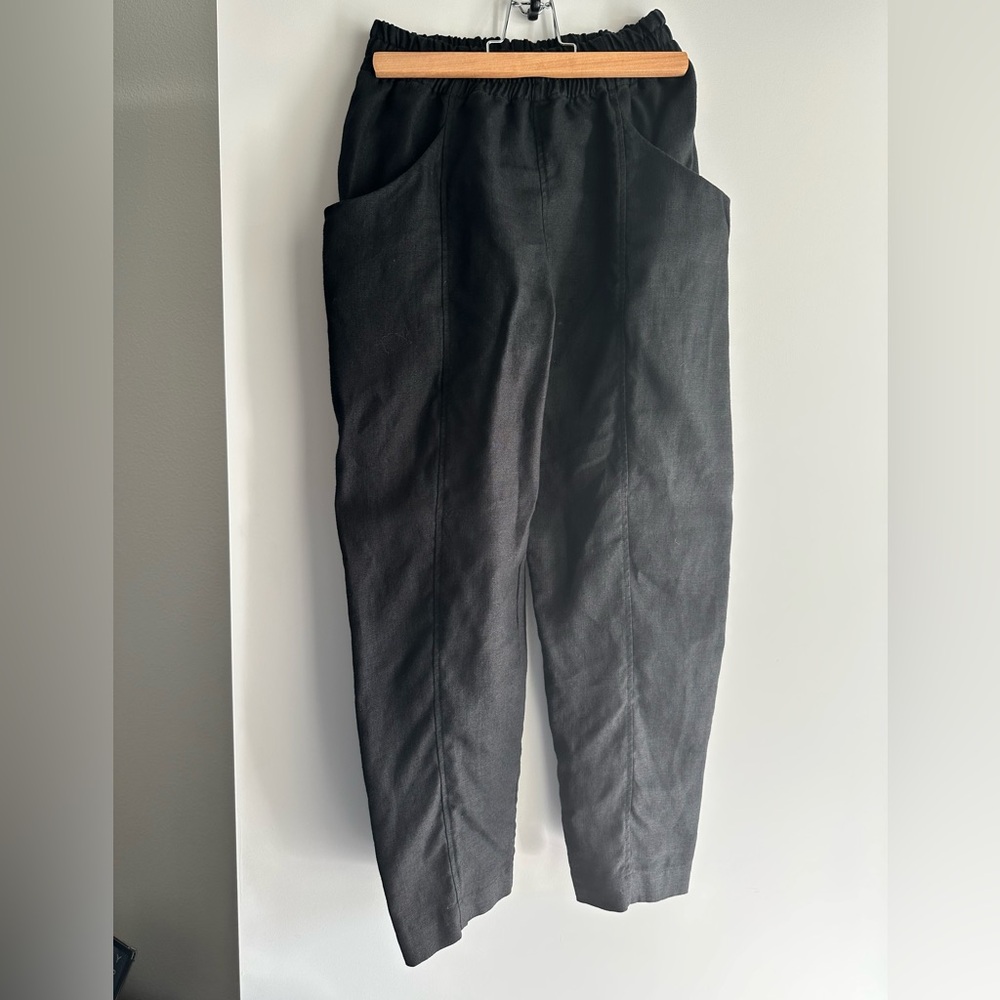 Elizabeth Suzann Clyde Work Pants - black mid weight linen, size 2 short